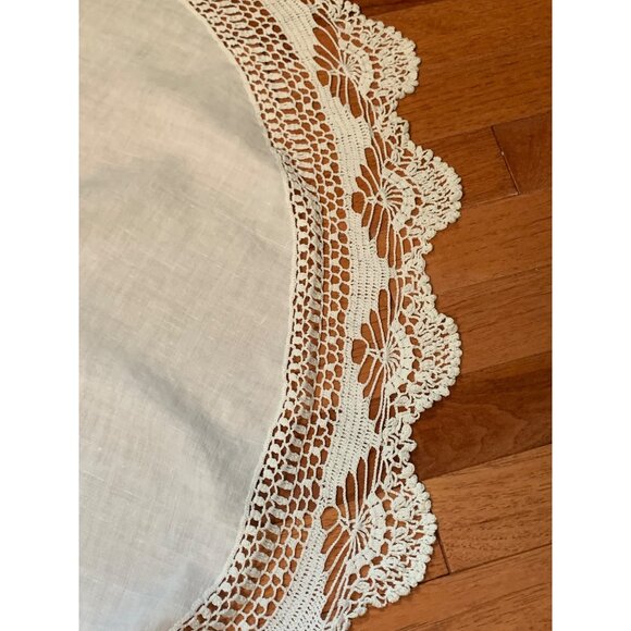 Handmade Round Lace Tablecloth with Intricate Crochet Details White 36 Inches - Picture 8 of 11